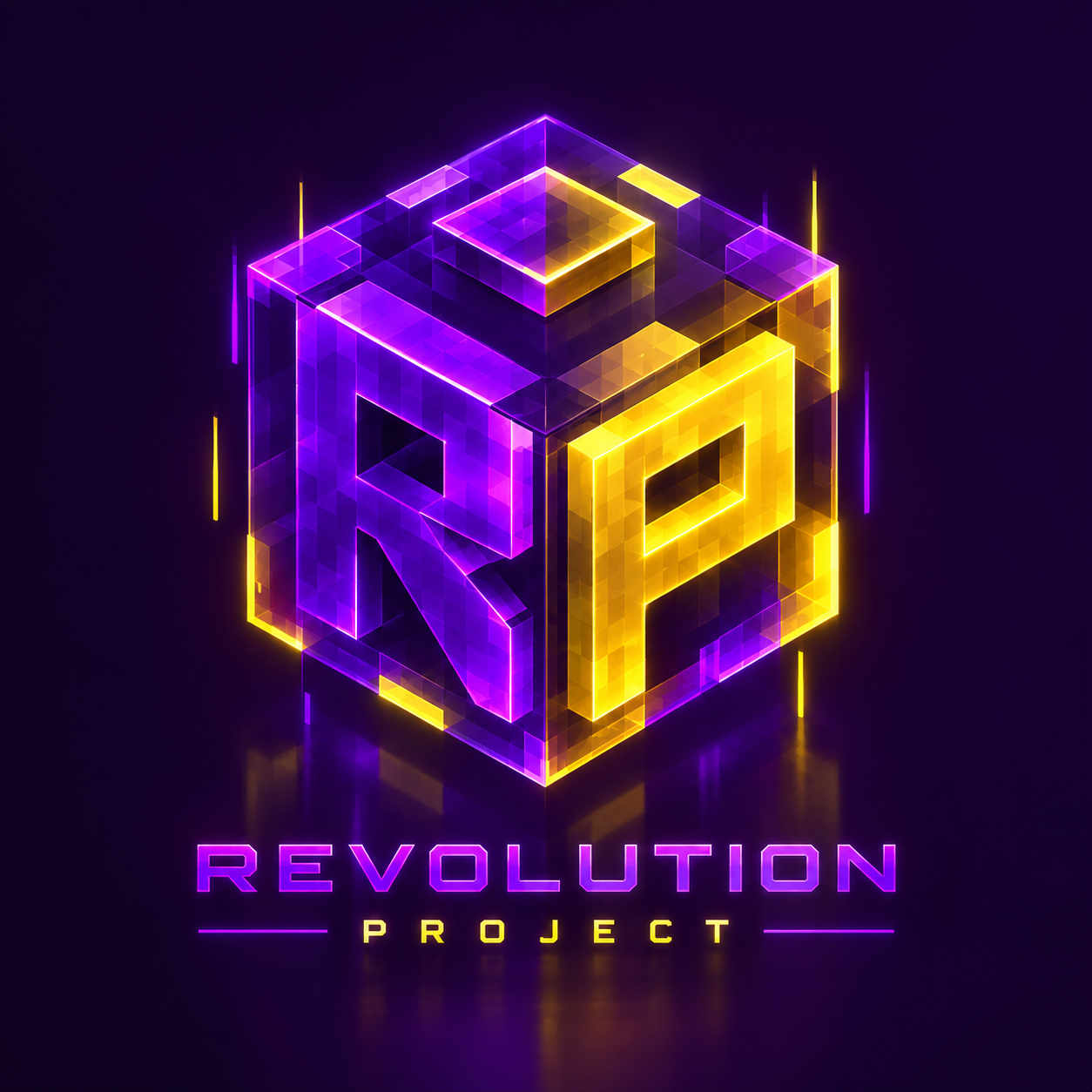 Логотип Revolution Project — неоновый куб